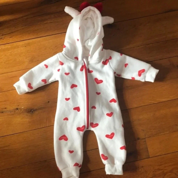 Hooded baby one-piece jumpsuit size 0-3 months - Picture 1 of 2